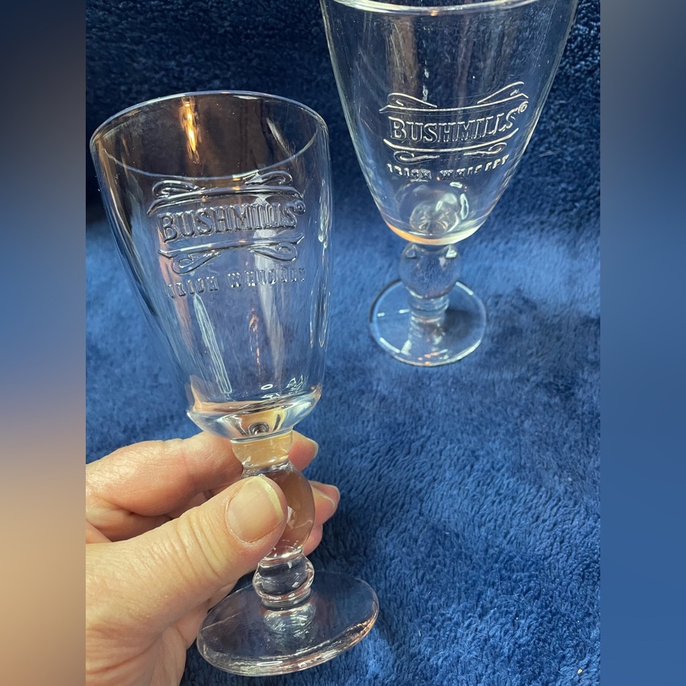 Bushmills Irish Whiskey Logo Stemmed Glass 6 oz Embossed Design